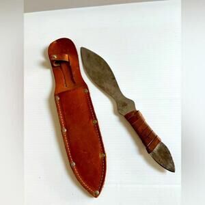 Vintage Throwing Knife with Leather Sheath Made in Germany